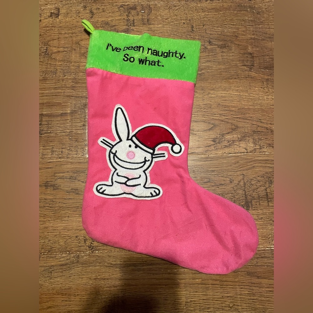 Happy Bunny Christmas Stocking I’ve been naughty! Christmas Stocking RARE